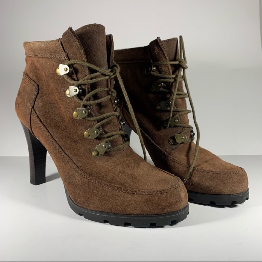 Ralph Lauren Nubuck Brown Lace Leather Boots